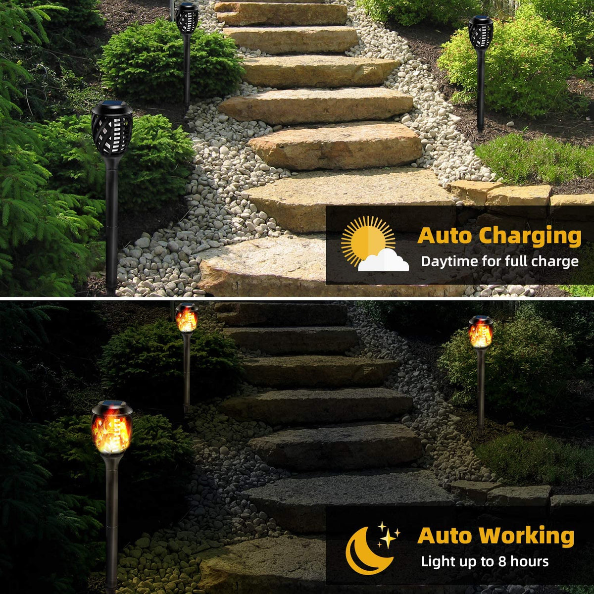 Outdoor Solar Torch Light with Water-Resistant Flickering Flames — product view 7
