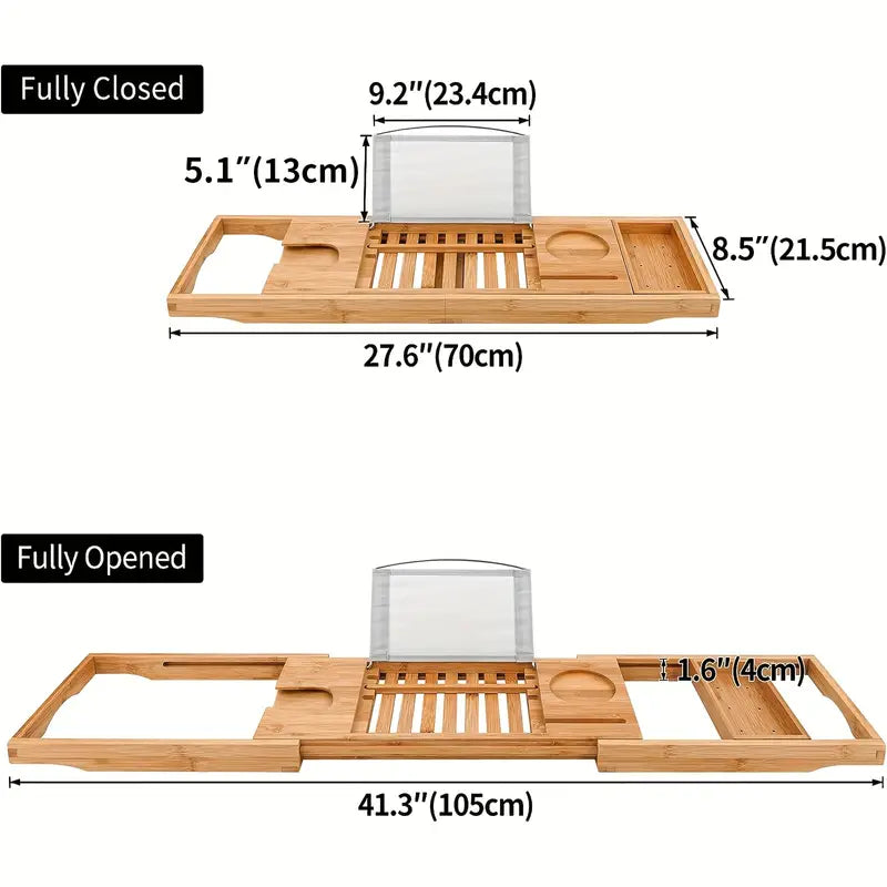 Premium Bamboo Extendable Bathtub Tray LoungeYard — product view 3