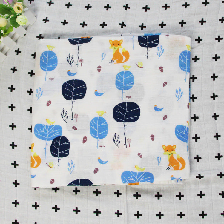 Cute Patterned Muslin Swaddle Blanket LoungeYard — product view 2