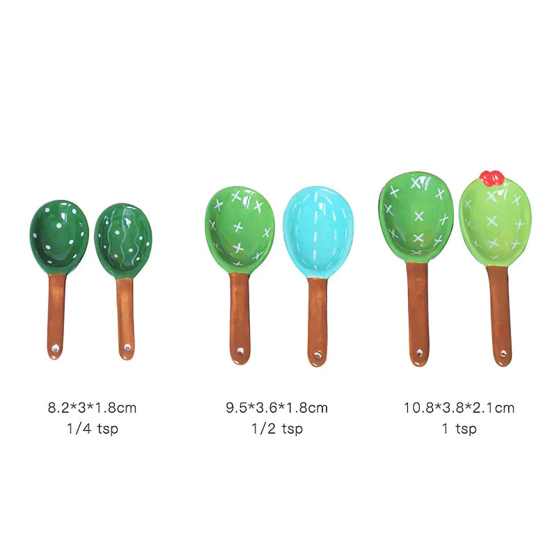 Prickly Cacti Measuring Set, Ceramic Measuring Spoons and Cups | LoungeYard — product view 3