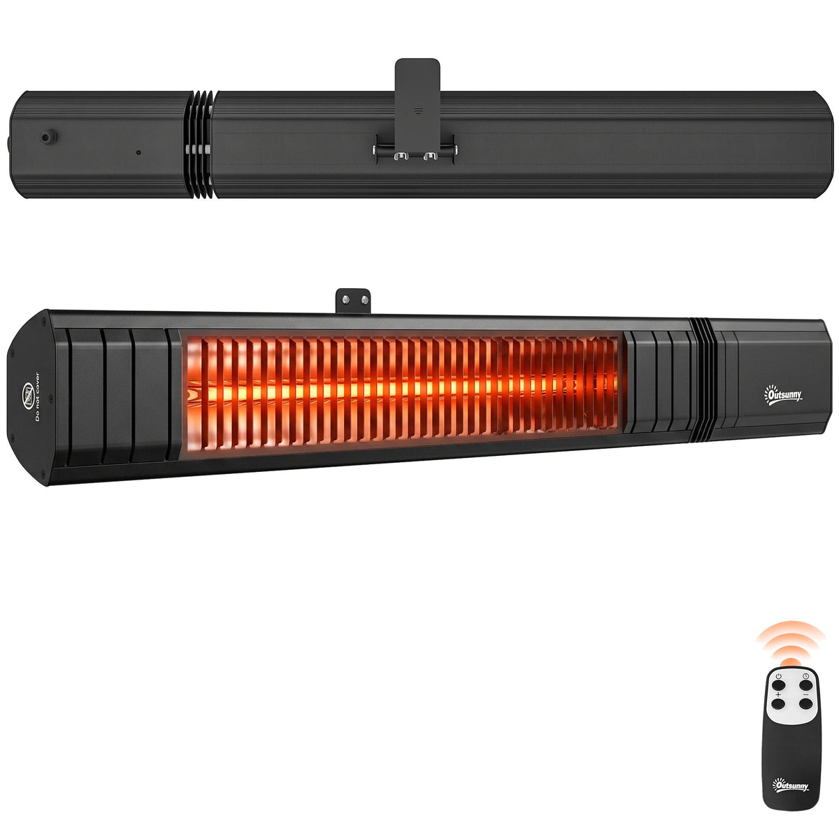 2000W Infrared Wall-Mount Heater with APP, Touch & Remote, IP65, 9 Levels, Black — product view 1