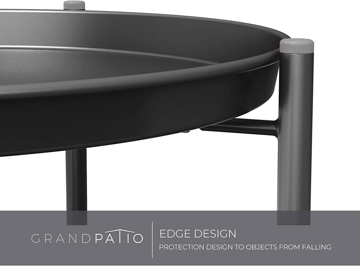 LOUNGE YARD Steel Patio Side Table 2-Tier Weather Resistant Outdoor Round End Table — product view 6
