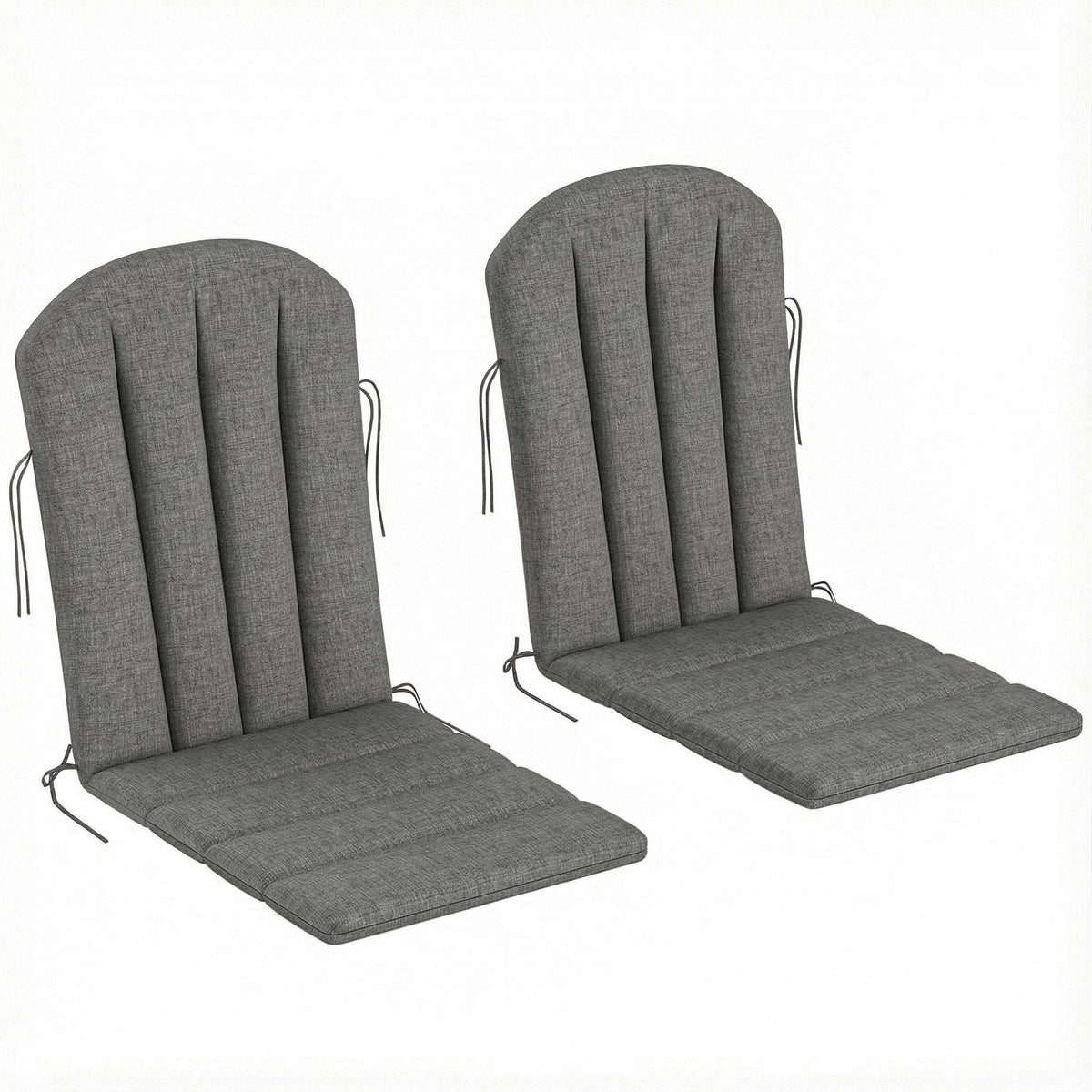 2-Piece Adirondack Chair Cushion Set with Ties, Outdoor Seat Cushions Dark Grey — product view 1