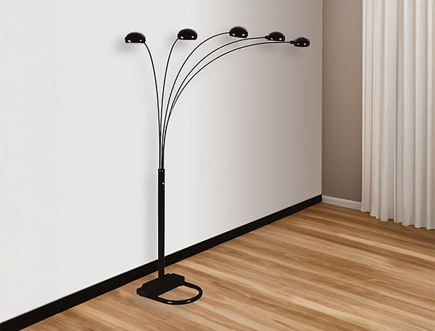 5-Cap Black Metal Peacock Floor Lamp – 4888B — product view 1