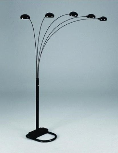 5-Cap Black Metal Peacock Floor Lamp – 4888B — product view 2