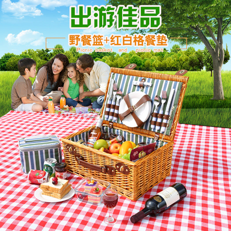 Ladies picnic basket with dish set and carrying shoulder strap LoungeYard — product view 2