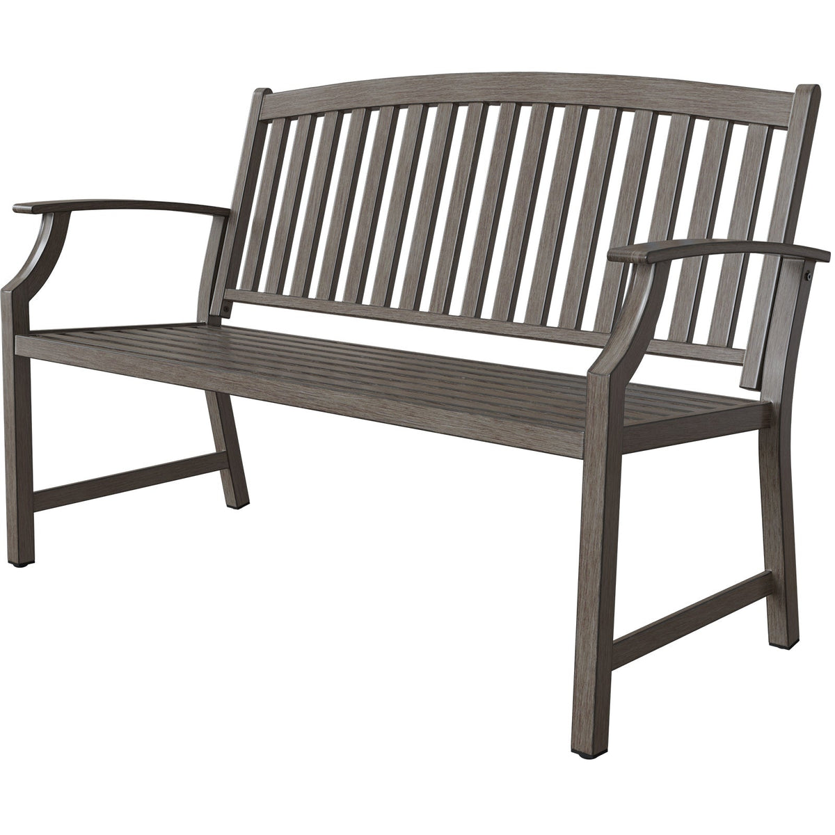 LOUNGE YARD Outdoor Benches - Anti-Rust Aluminum and Steel Garden Bench with Faux Wood Finish for Patio and Park Furniture — product view 4