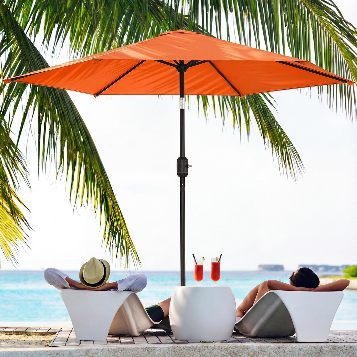 2.6 m Garden Parasol with Tilt, Crank, Vent & Aluminium Pole, Orange — product view 4