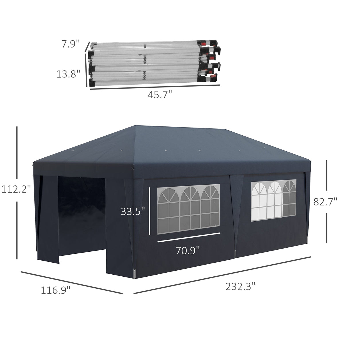 10' x 19.5' Pop Up Canopy Tent with Sidewalls, Dark Blue — product view 5