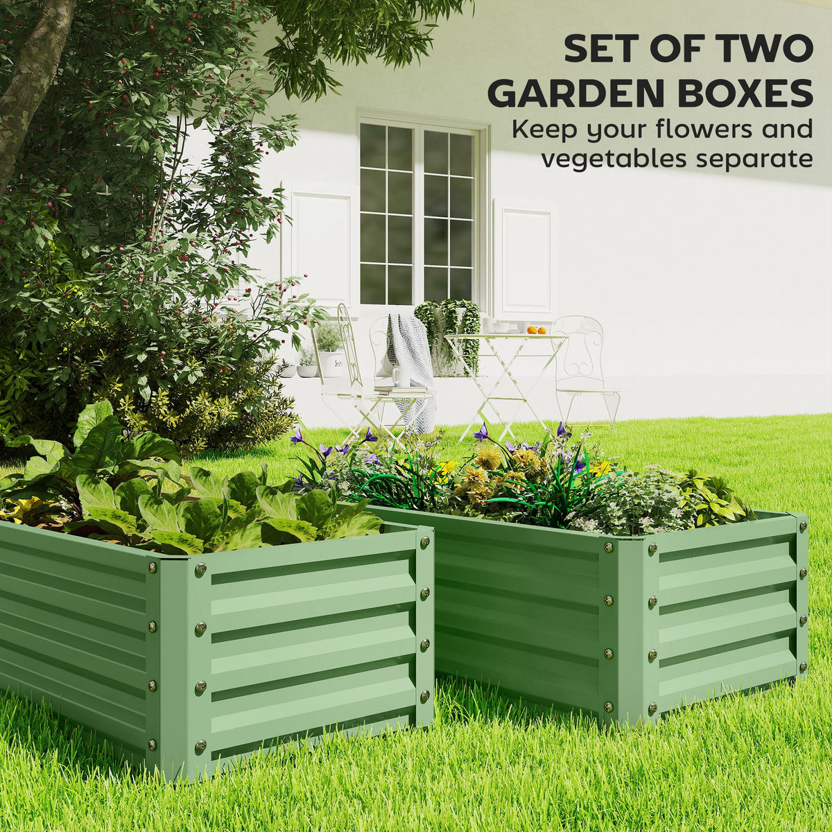 Set of 2 Raised Garden Beds, 110 x 50 x 30 cm, Light Green — product view 6