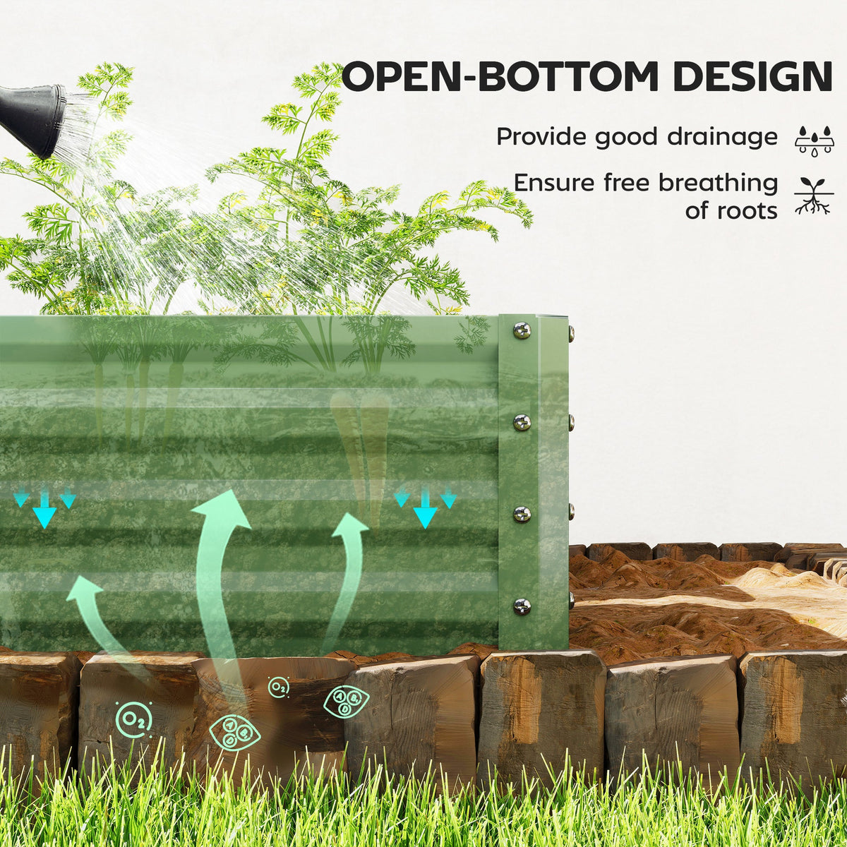 Set of 2 Raised Garden Beds, 110 x 50 x 30 cm, Light Green — product view 7