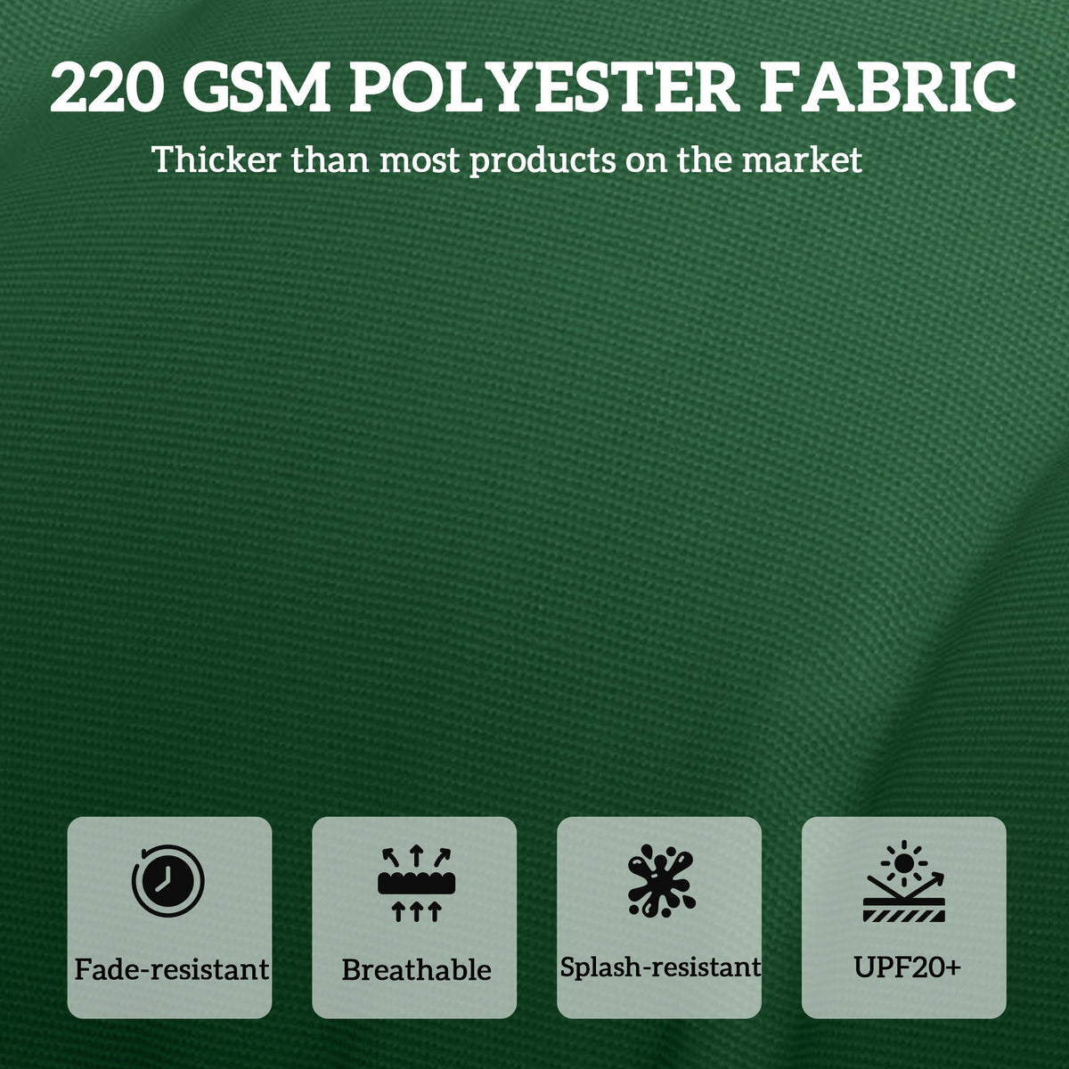 190 x 56 x 10cm Sun Lounger Cushions Set of 2, 220gsm UPF20+ Fabric with 6 Ties, Green — product view 6