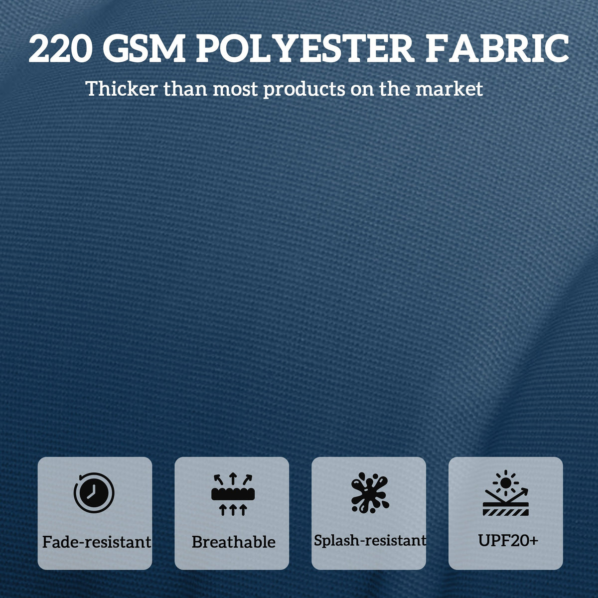 190x56x10cm Sun Lounger Cushions Set of 2 with 6 Ties, Thick 220gsm, Navy Blue — product view 6