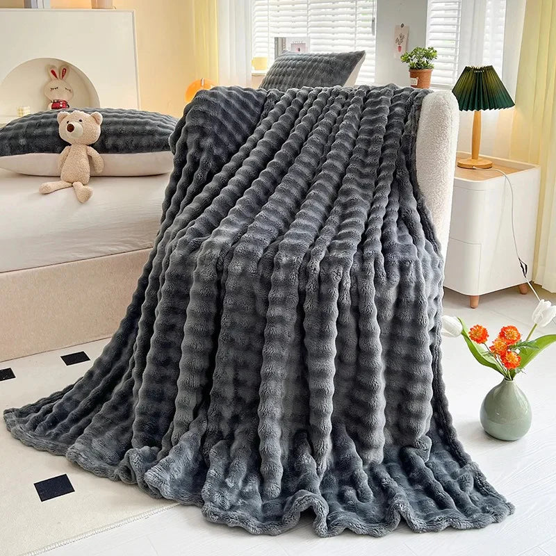 LoungeYard | Luxury Bubble Texture Fleece Blanket - BubbleNest — product view 6