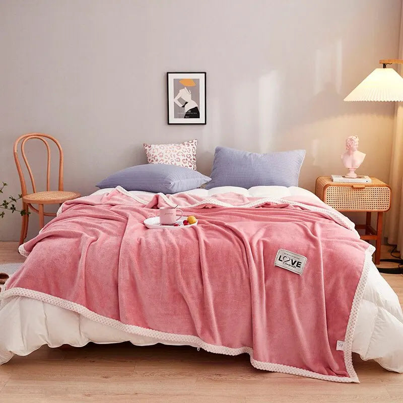 LoungeYard | Pink Flannel Fleece Blanket - BlushCozy — product view 4