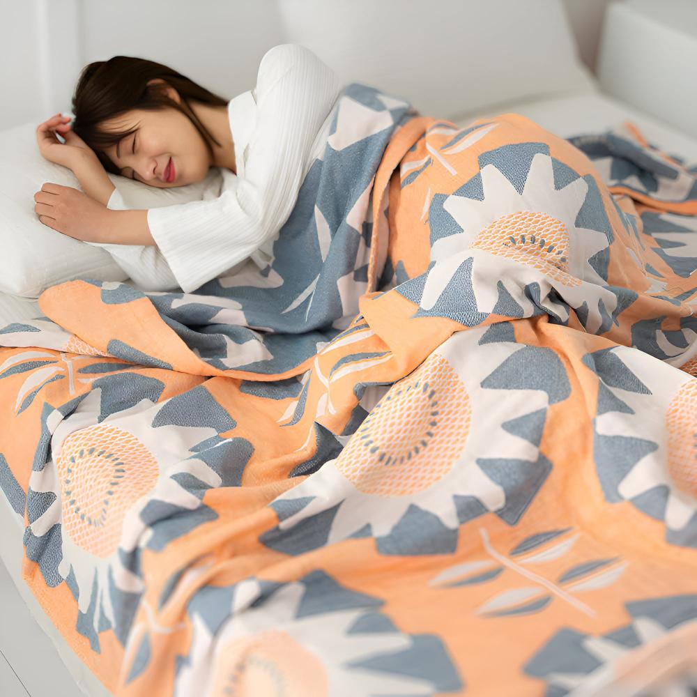 LoungeYard | Windmill Flower Patterns Cotton Blanket — product view 2