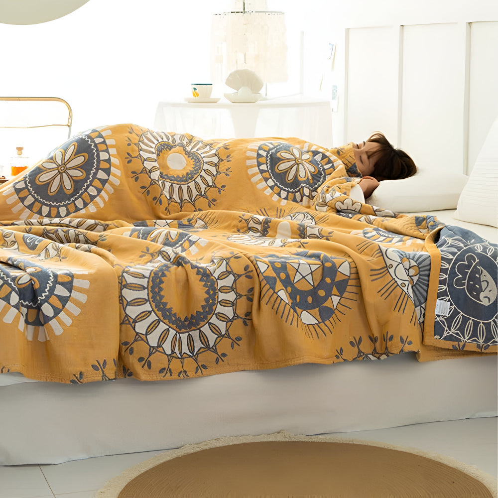 LoungeYard | Blossom Radiance Circle Cotton Blanket — product view 3