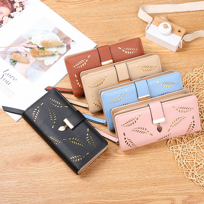 LoungeYard | Long wallet for women with leaf pattern — product view 6