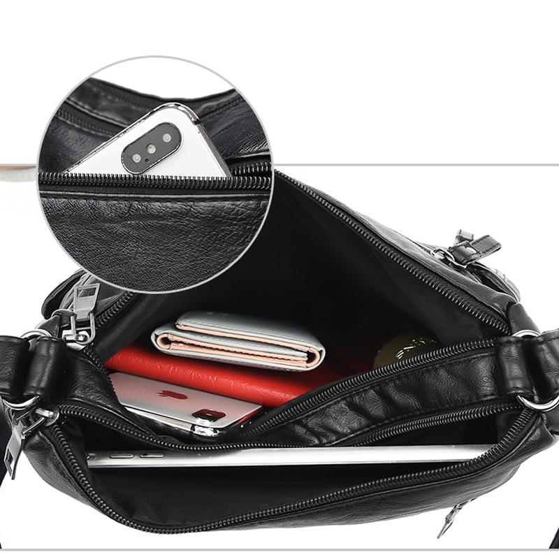 PU Leather Shoulder Bag with Zipper Pockets and Adjustable Strap — product view 4