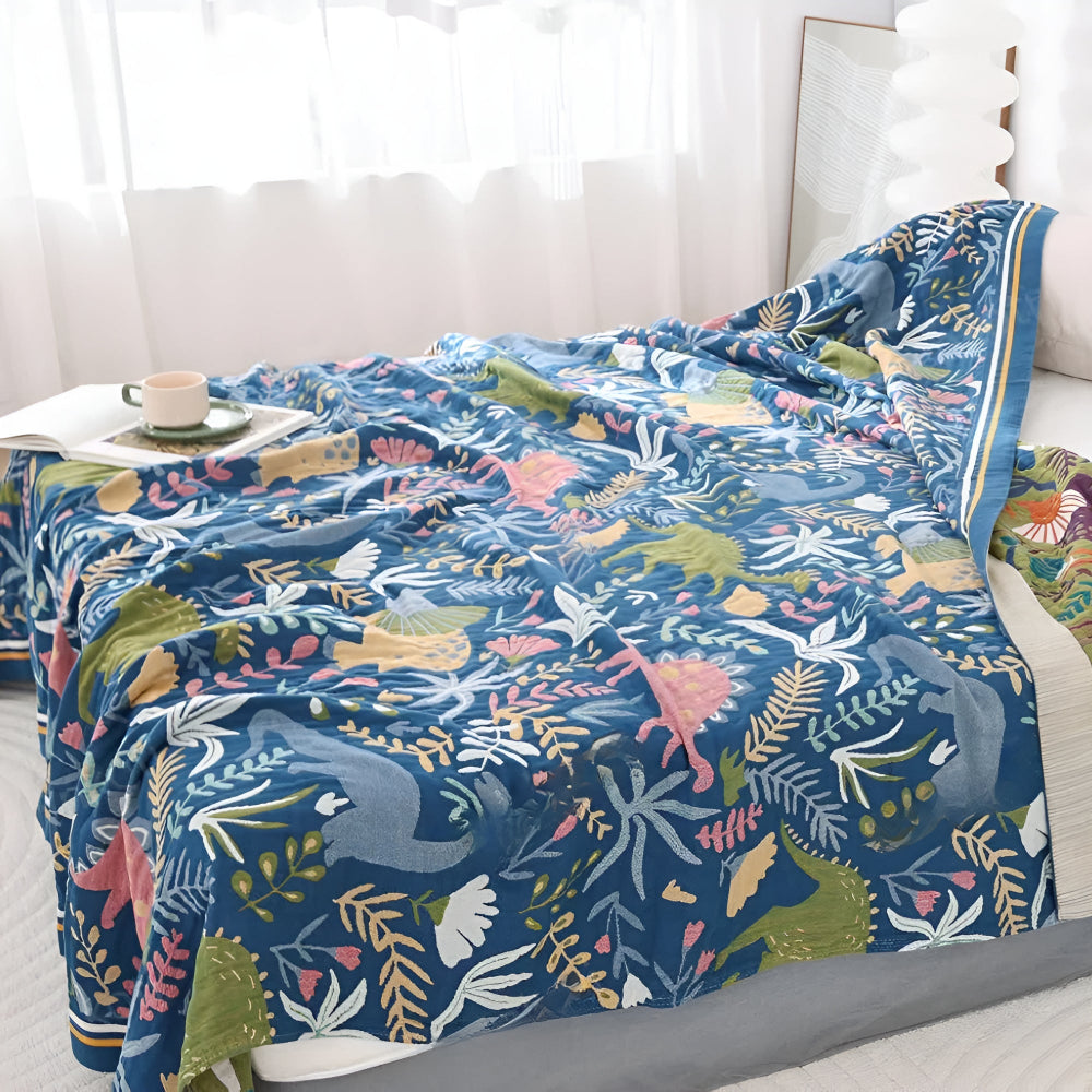 LoungeYard | Dinosaur Forest Cotton Blanket — product view 2
