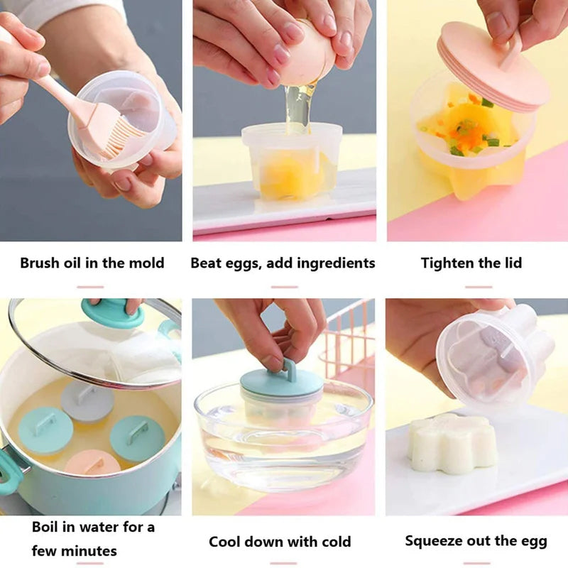 LoungeYard | Cute Boiled Egg Mold4 PCS/Set With Brush — product view 3