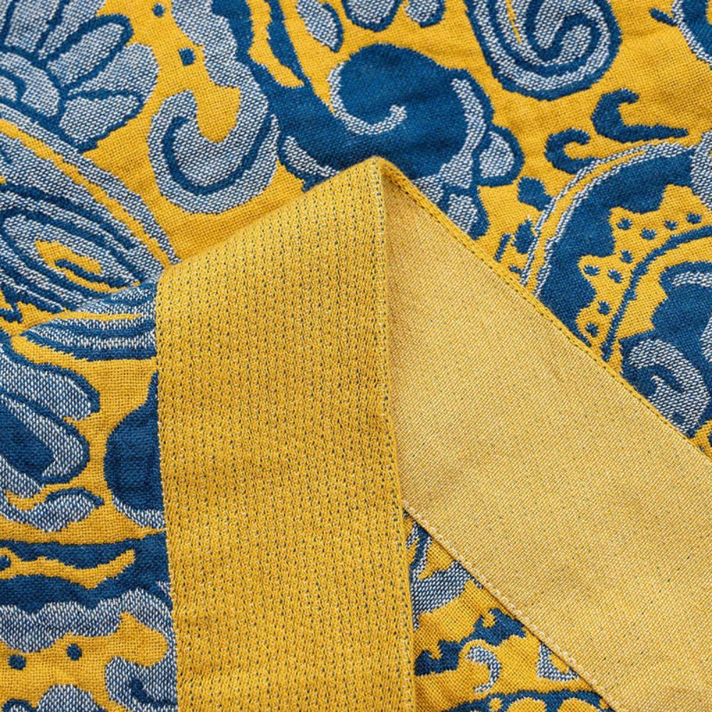LoungeYard | Azure Golden Retro Cotton Blanket — product view 4