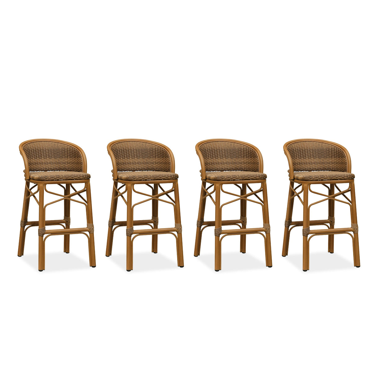 PURPLE LEAF Outdoor Bar Stools Set of 2 Rattan Patio Tall Bar Chairs Aluminum Frame with Back Barstools for Kitchen Garden Backyard Bistros Restaurant — product view 5