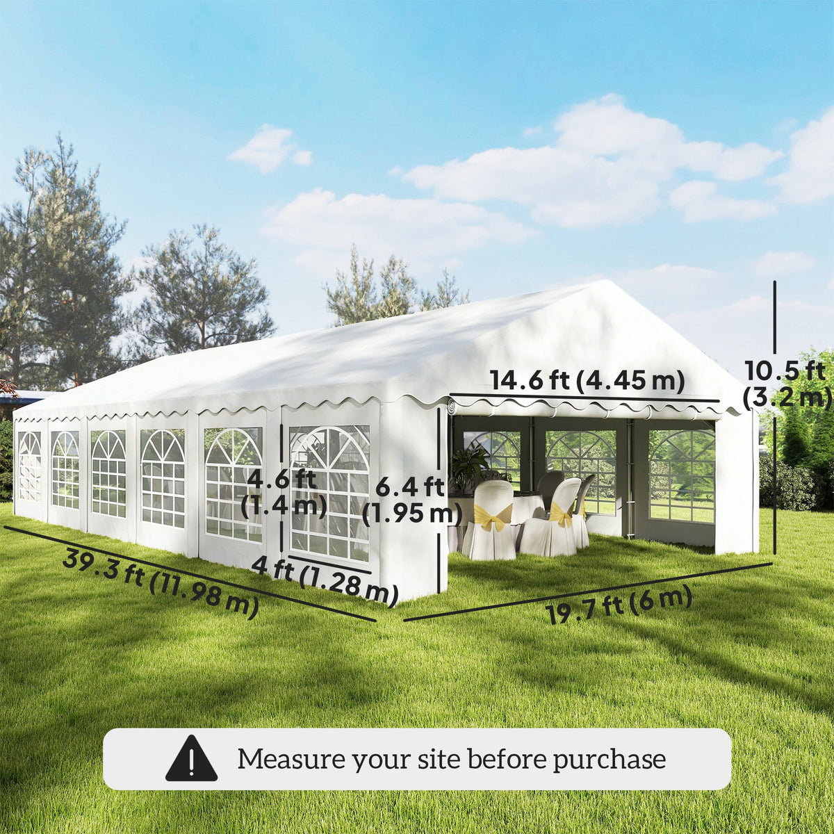 20' x 40' Heavy Duty Party Tent and Carport with Sidewalls, White — product view 5