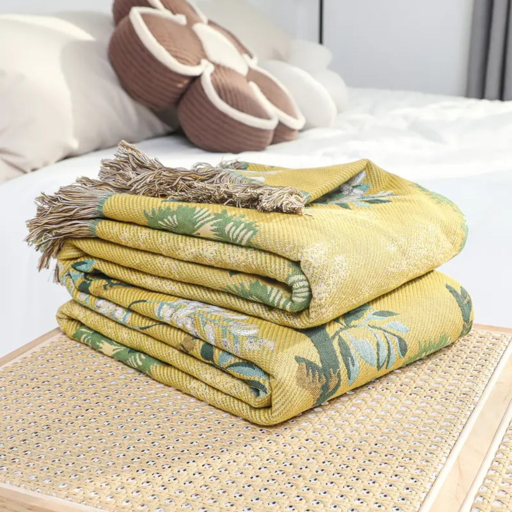 LoungeYard | Lush Mulberry Trees Cotton Blanket — product view 3