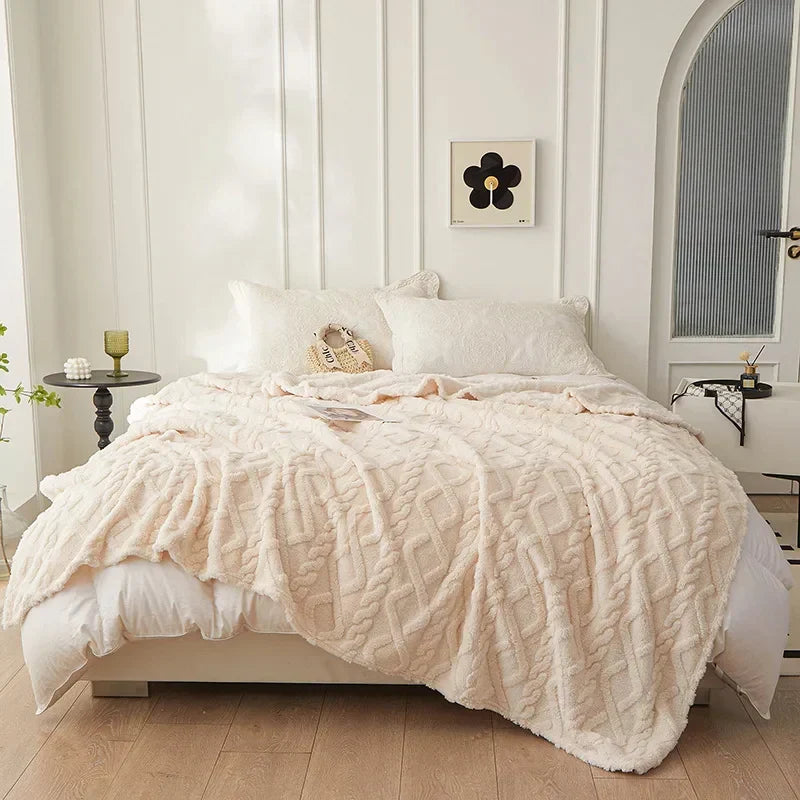 LoungeYard | Reversible Thick Lambswool Blanket - CozyLuxe — product view 6