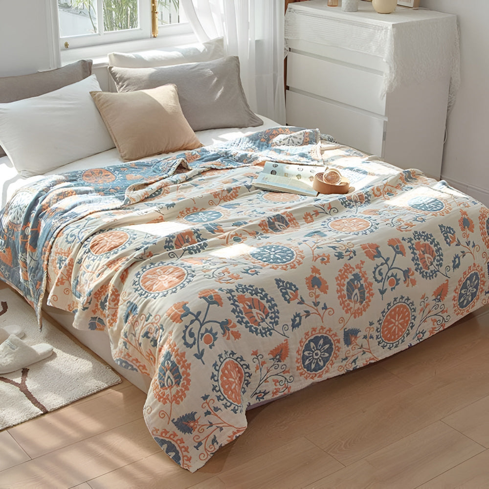 LoungeYard | Rustic Floral Cotton Reversible Blanket — product view 1