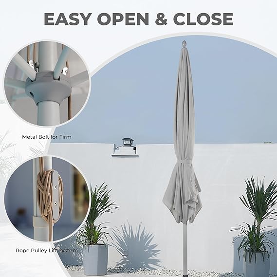 LOUNGE YARD 11 FT Sunshade Umbrella with Pulley Lift for Poolside Backyard Beach — product view 5