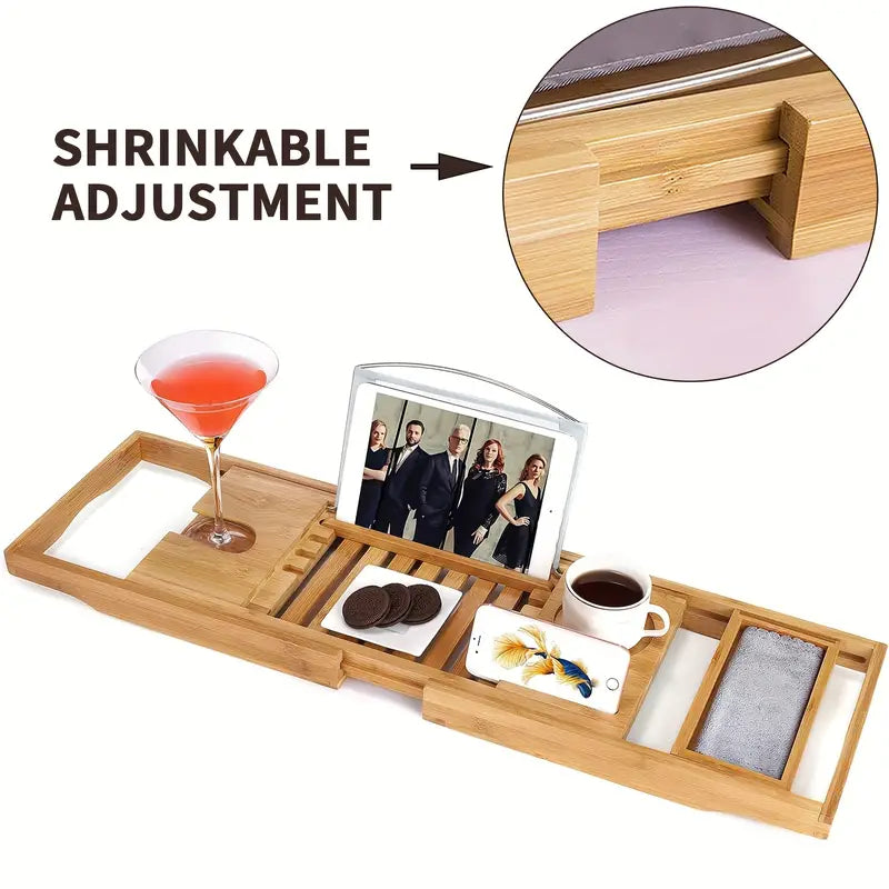 Premium Bamboo Extendable Bathtub Tray LoungeYard — product view 6