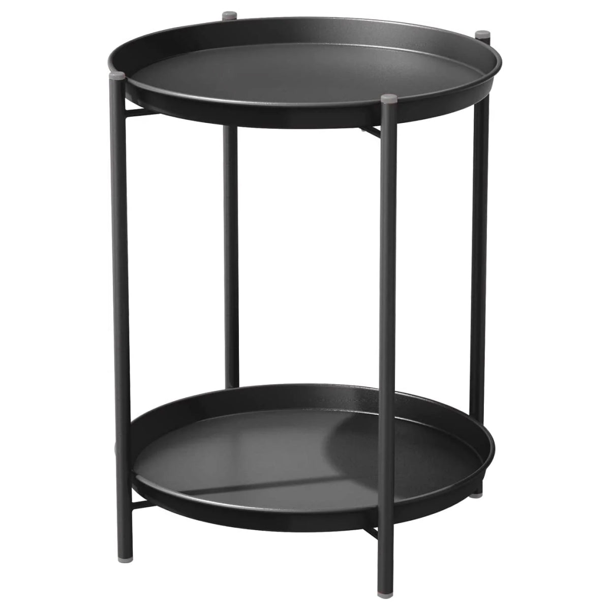 LOUNGE YARD Steel Patio Side Table 2-Tier Weather Resistant Outdoor Round End Table — product view 1
