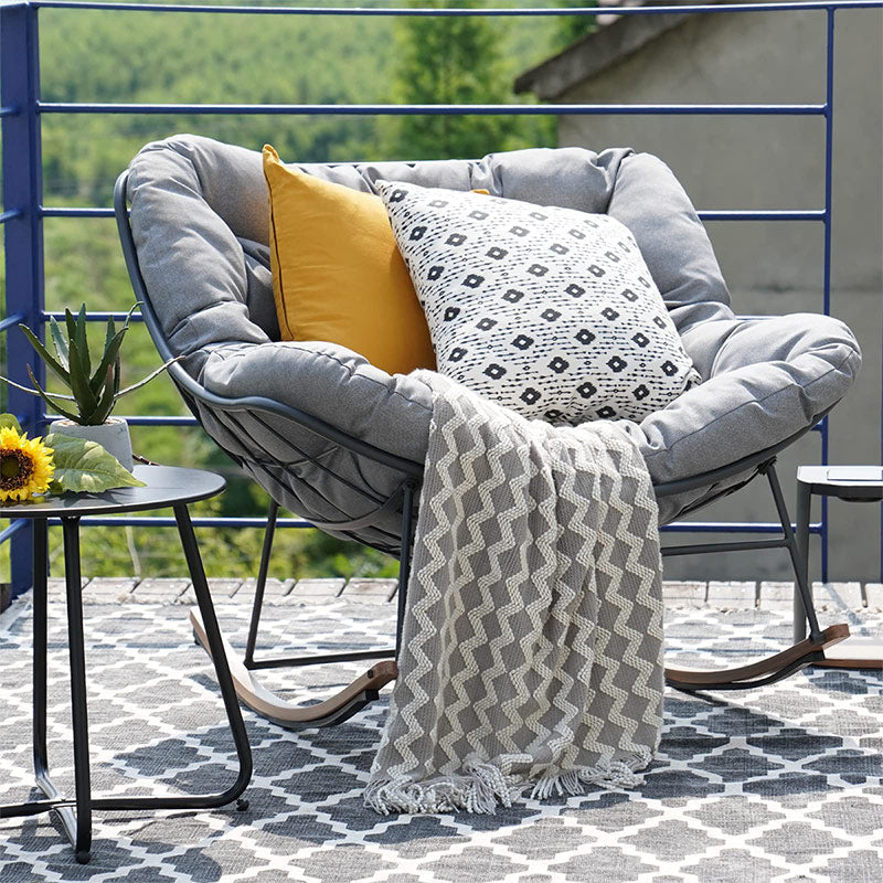 LOUNGE YARD Royal Rocking Chair, 5 colors, E-Coated Papasan Chair With Cushion for Porch, Garden — product view 6