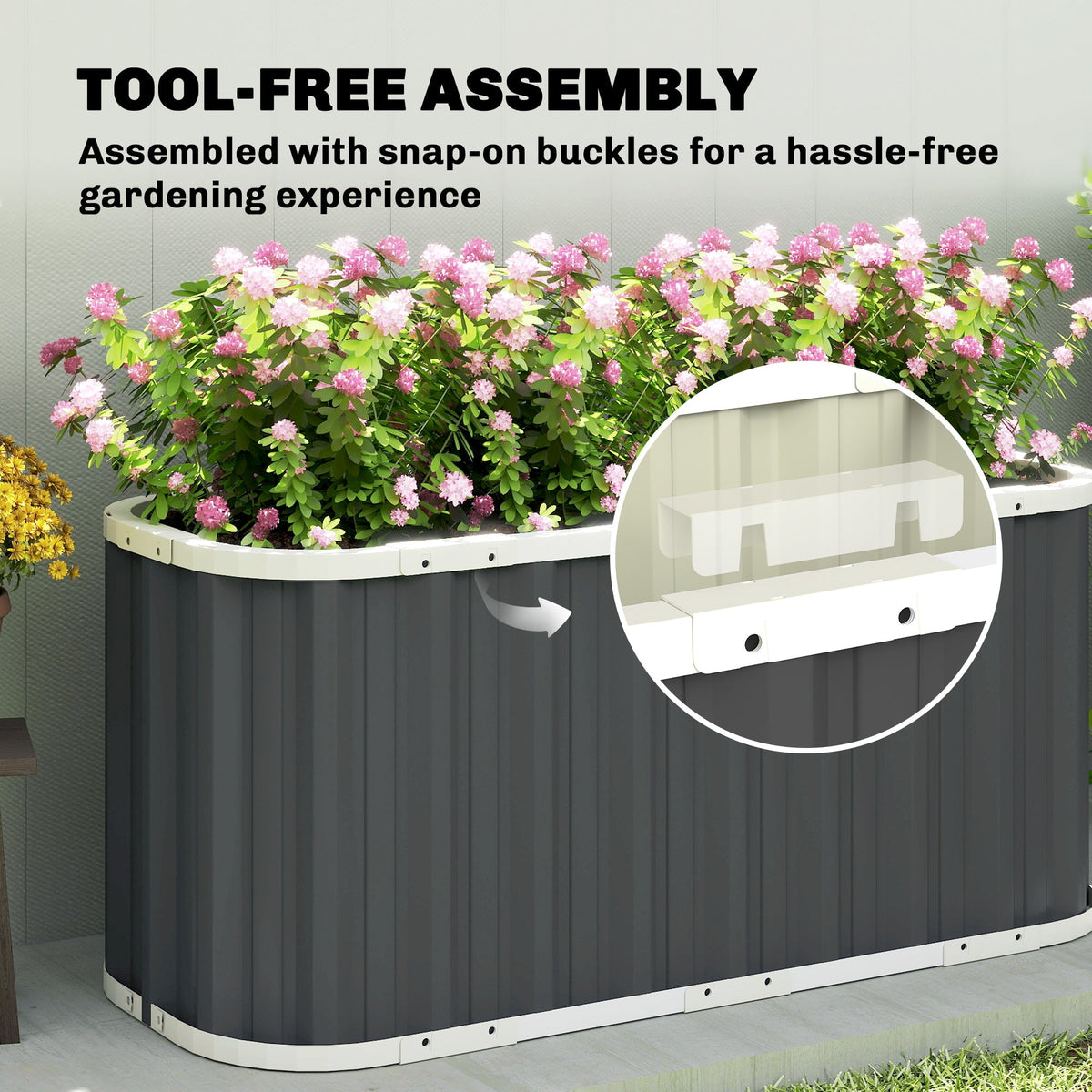 5' x 2' x 2' Galvanized Raised Garden Bed with Gloves, Dark Grey — product view 7