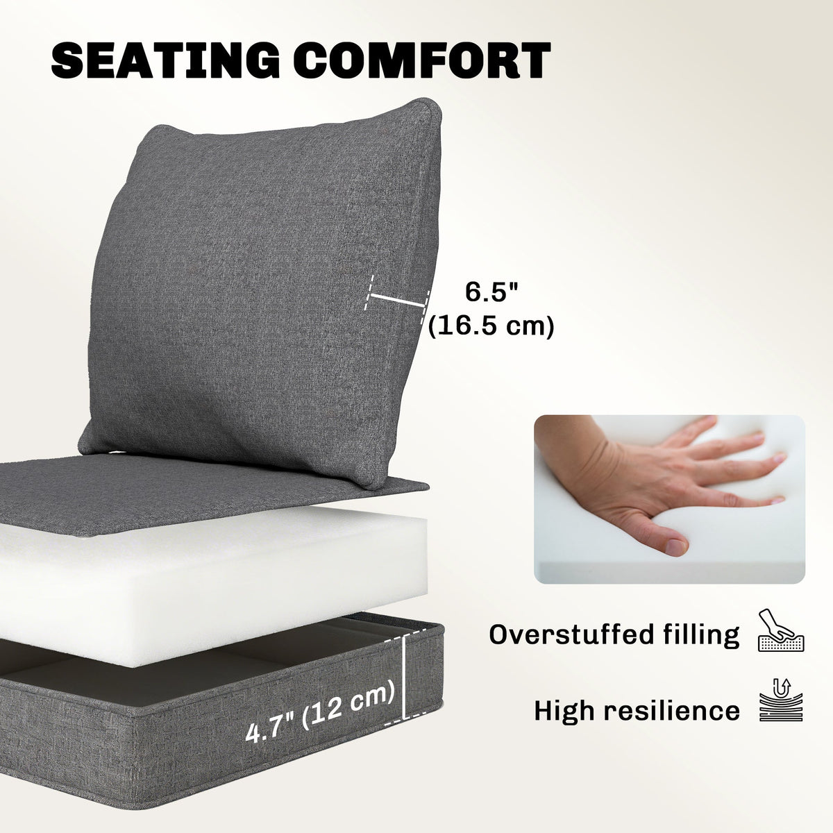 Set of 4 Outdoor Chair Cushions, 24" x 24", Grey — product view 7
