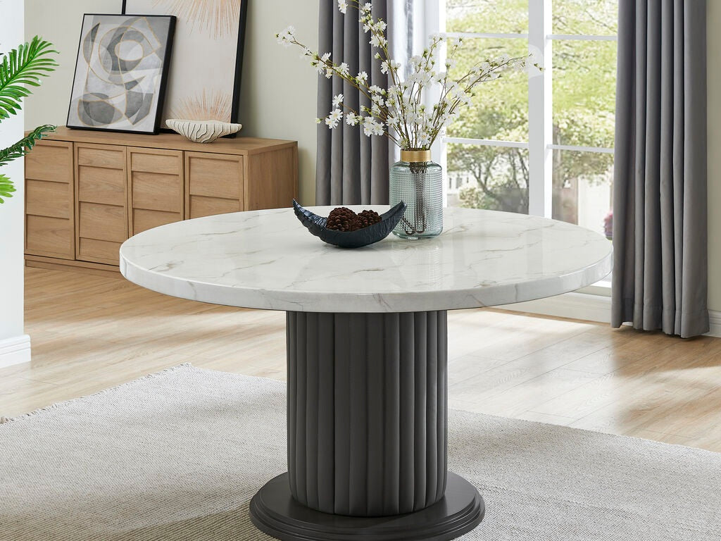 Valencia 5-Piece Grey Wood 54" Round Top Modern Dining Table Set – 30070-3-5PC — product view 2