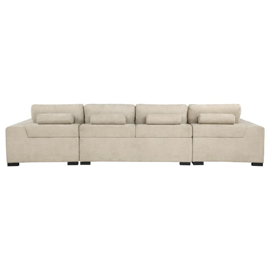 Cannella Beige Textured U-Shaped Double Chaise Sectional Sofa – 500350 — product view 4