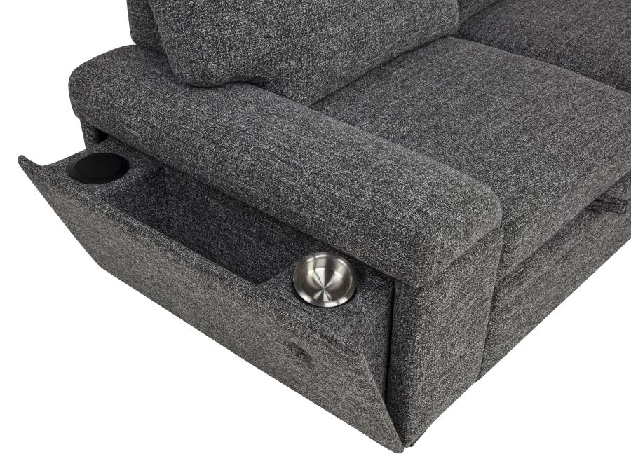 Demko Granite Linen-Like Fabric Sleeper Sectional Sofa with Storage Chaise, Bluetooth & USB Charging – 500355 — product view 5