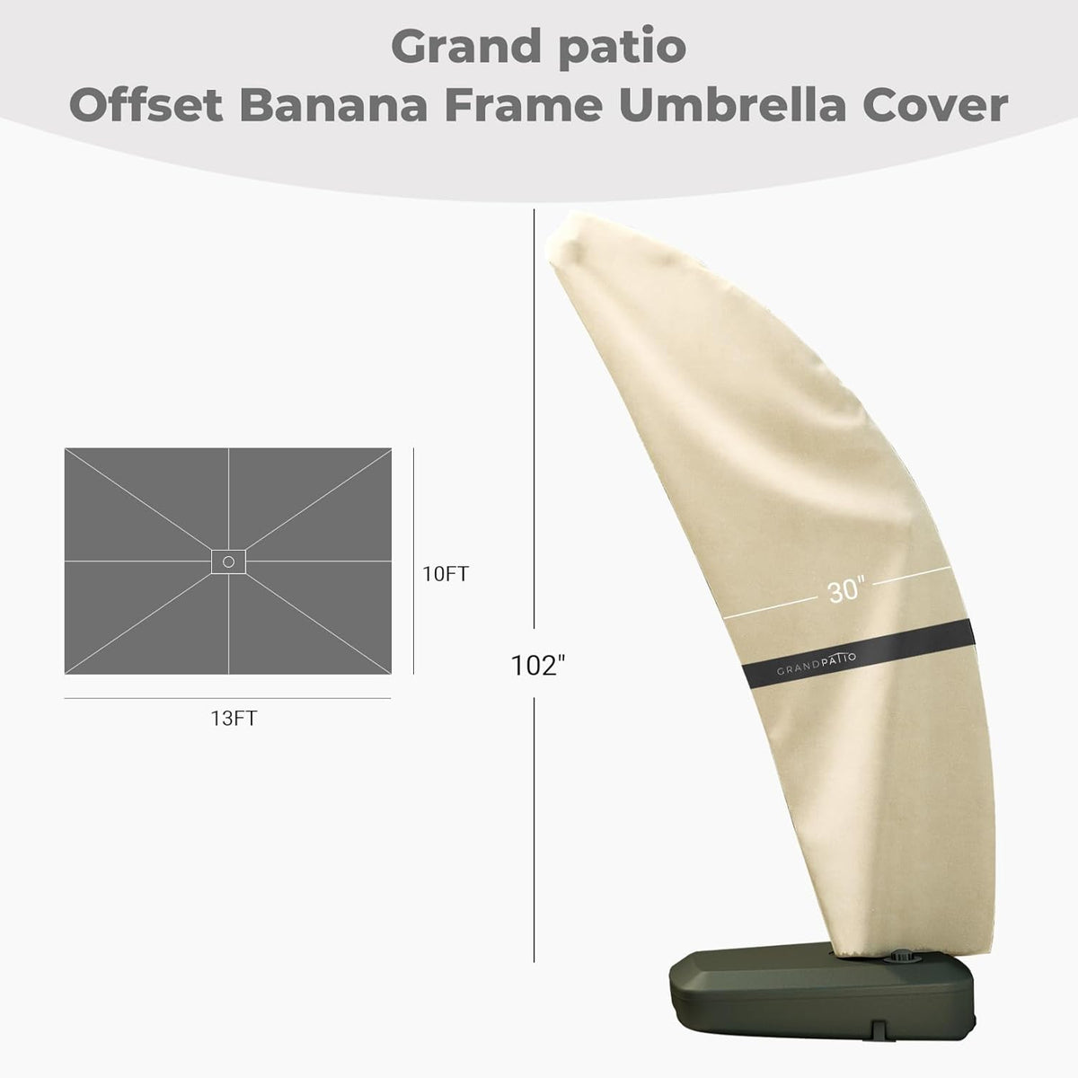 LOUNGE YARD Deluxe Cantilever Umbrella Cover for 9 to 12 FT Offset Umbrella, 10×13 FT Offset Umbrella, Banana Style Patio Umbrella Cover — product view 6
