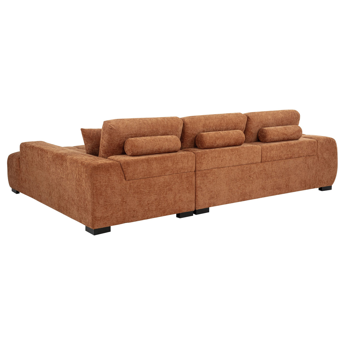 Octavia Orange Fabric Grid-Tufted Mid-Century Modern Sectional Sofa with Chaise – 509350 — product view 4