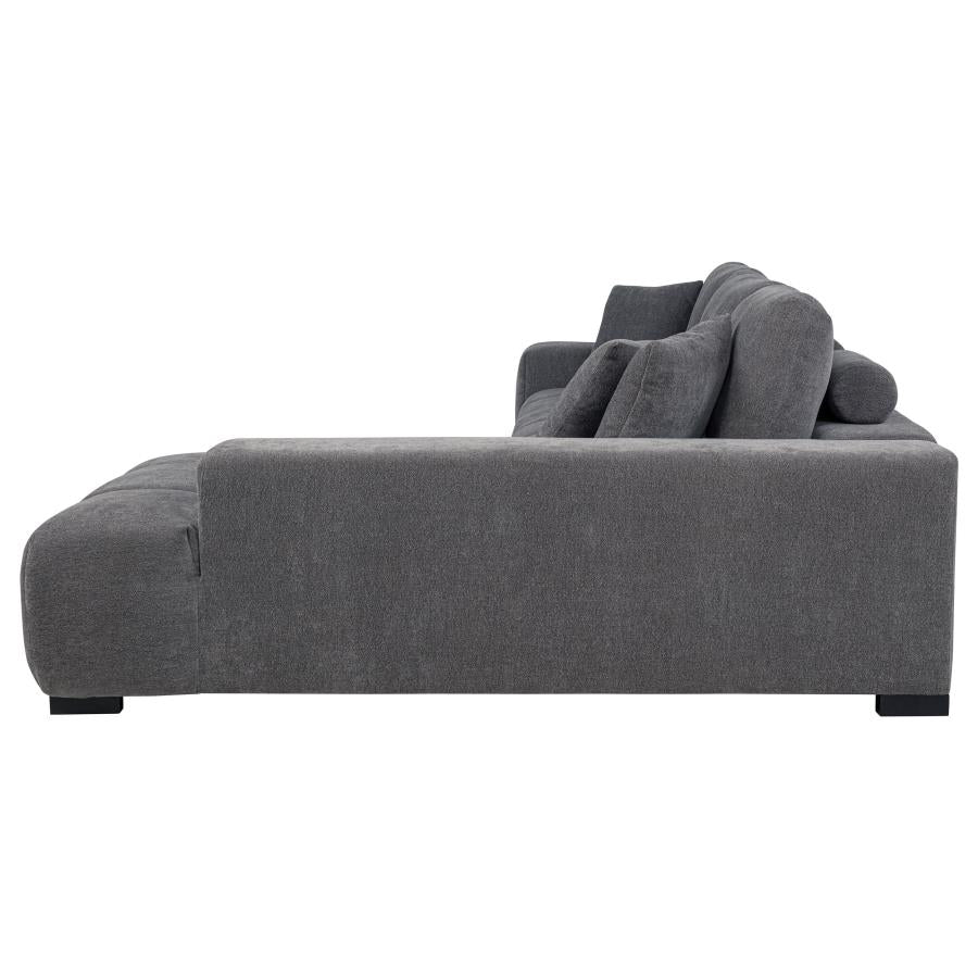 Octavia Charcoal Grey Fabric Grid-Tufted Mid-Century Modern Sectional Sofa with Chaise – 509965 — product view 4
