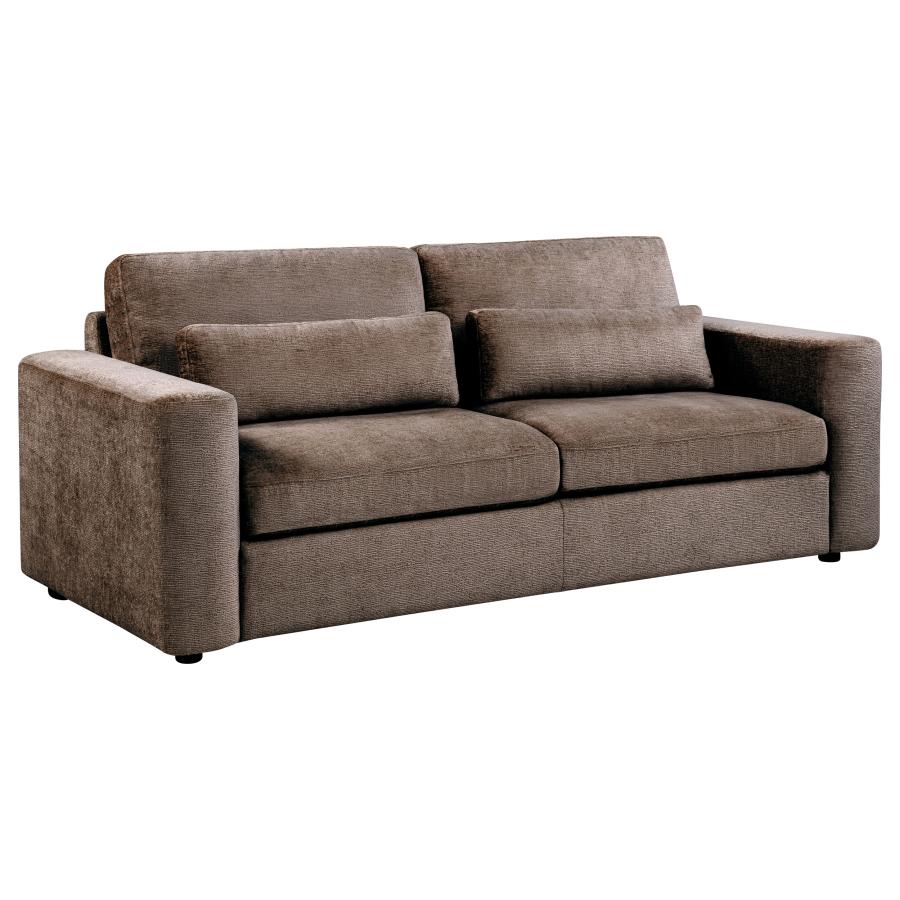 Coaster Amador 2-Pc Chocolate Chenille Fabric Sofa and Love Seat Set with Track Arms – 511234-S2 — product view 2