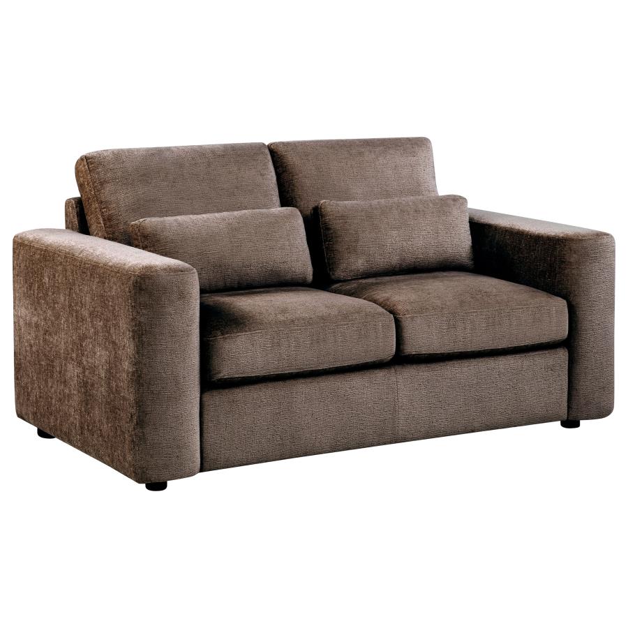 Coaster Amador 2-Pc Chocolate Chenille Fabric Sofa and Love Seat Set with Track Arms – 511234-S2 — product view 4