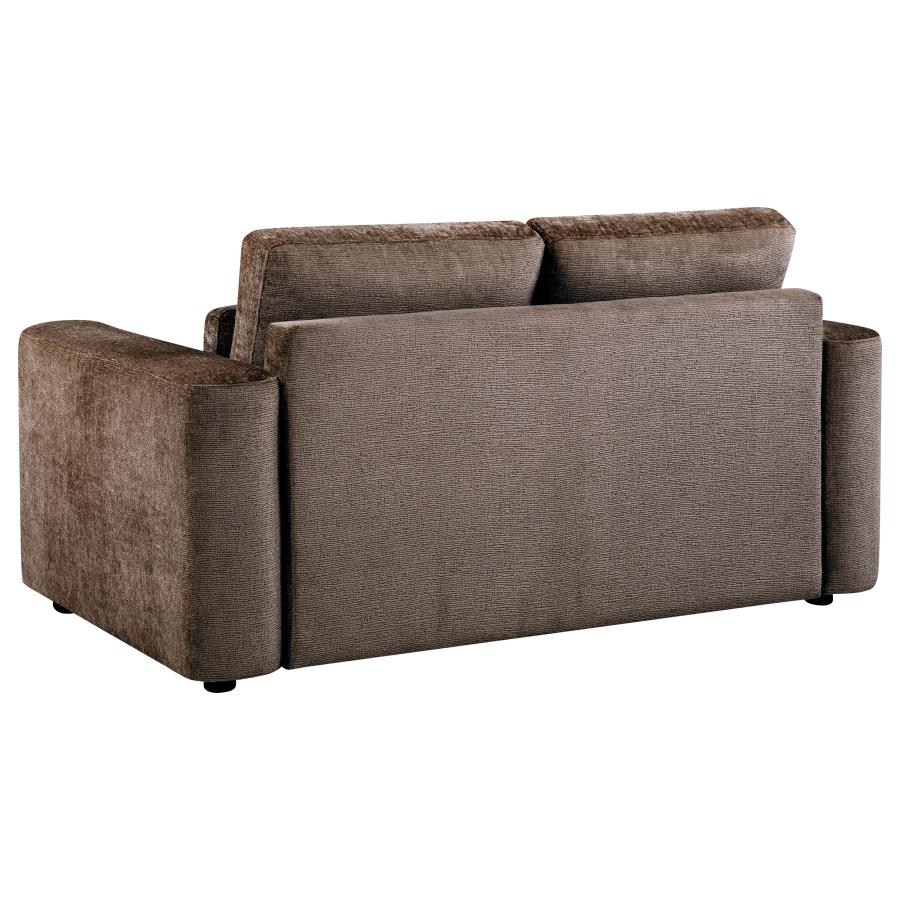 Coaster Amador 2-Pc Chocolate Chenille Fabric Sofa and Love Seat Set with Track Arms – 511234-S2 — product view 5