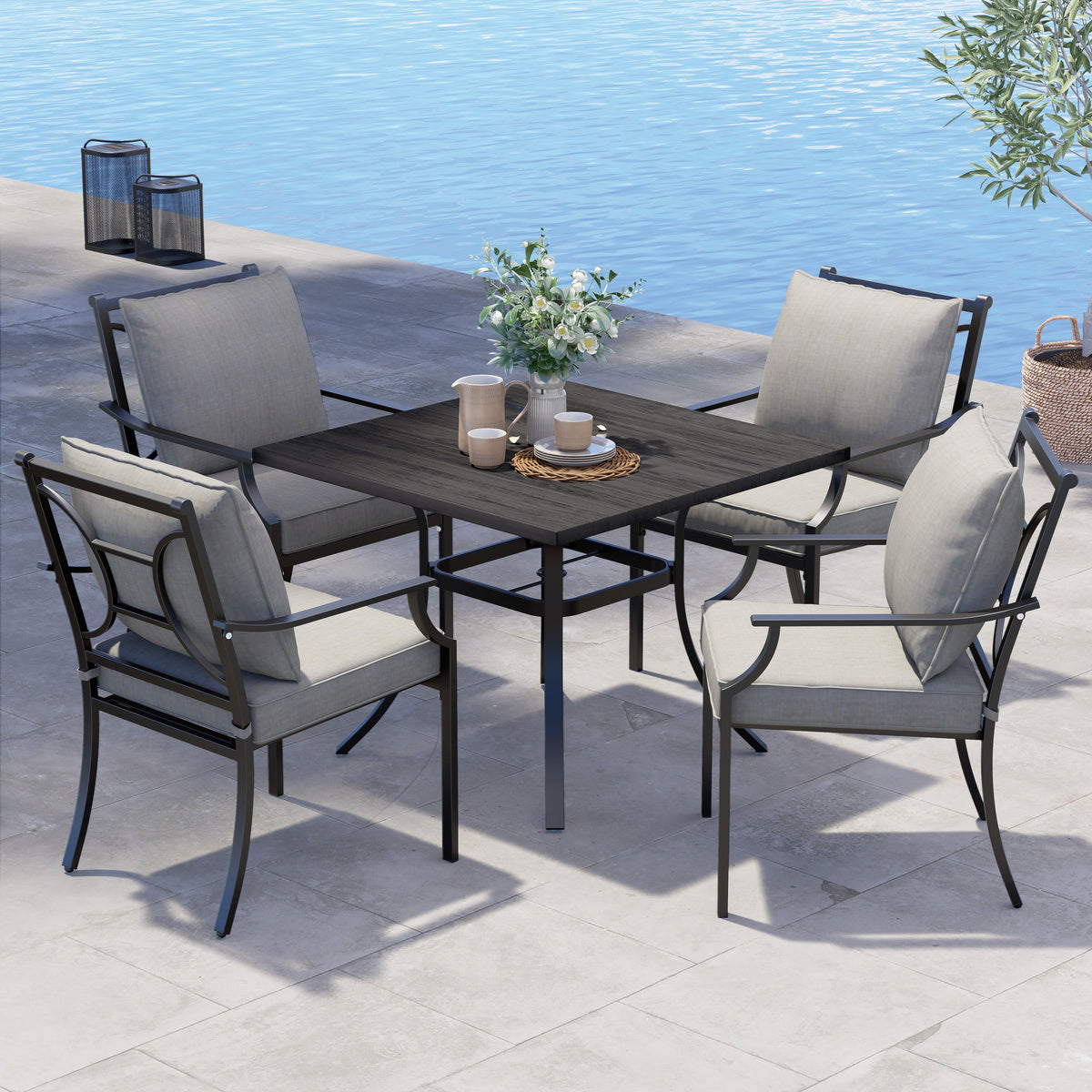 LOUNGE YARD Outdoor Dining Set, Patio Dining Set Metal Patio Garden Set for Backyard,Patio — product view 1