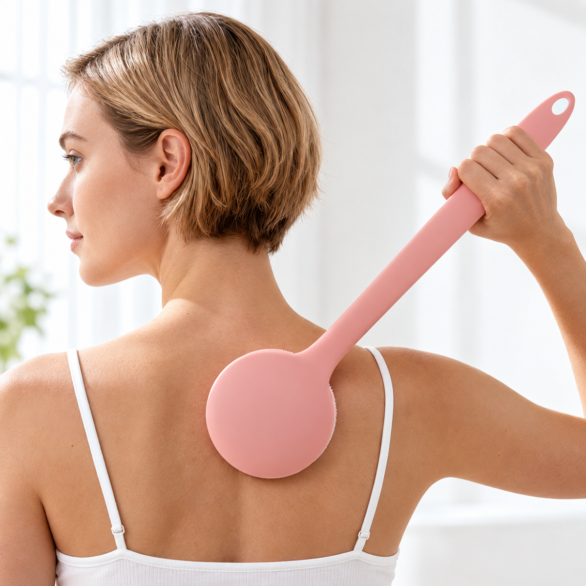 Long-Handled Silicone Exfoliating Back Brush with Soft Massage Bristles LoungeYard — product view 1