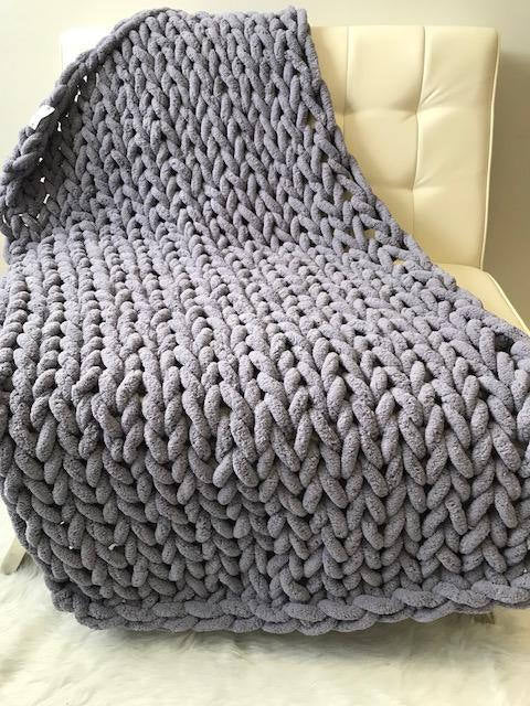 LoungeYard | Chenille Chunky Knitted Blanket, Thick Cable Knit Throw for Couch Bed Sofa — product view 4