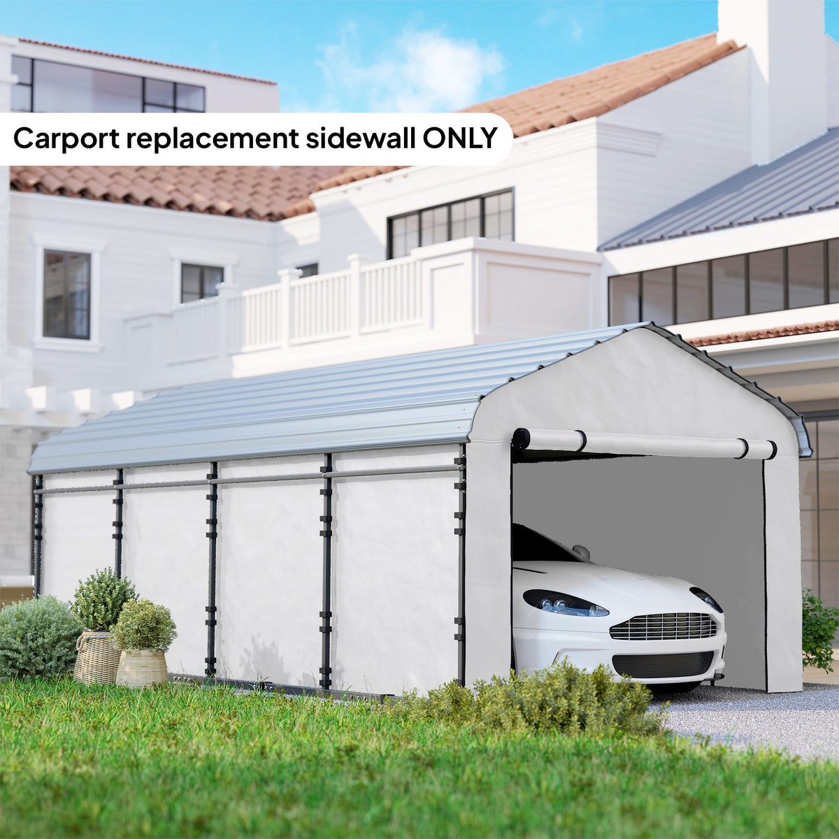 Carport Sidewall Panels Set of 4 for 10' x 15' Structures, White — product view 3
